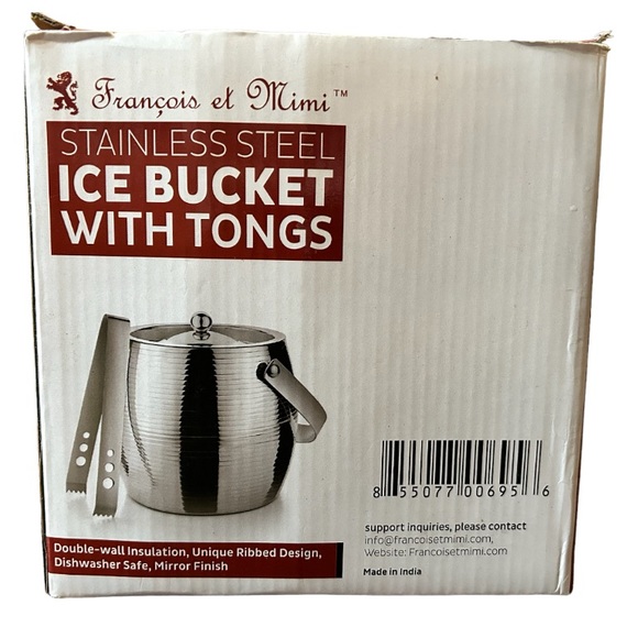Ice Bucket with Tongs from Francois et Mimi, NWOT, NIB - Picture 3 of 10